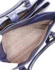 Pre-Loved Roma Tote Intrecciato Leather Medium with Gunmetal Hardware, Navy Blue