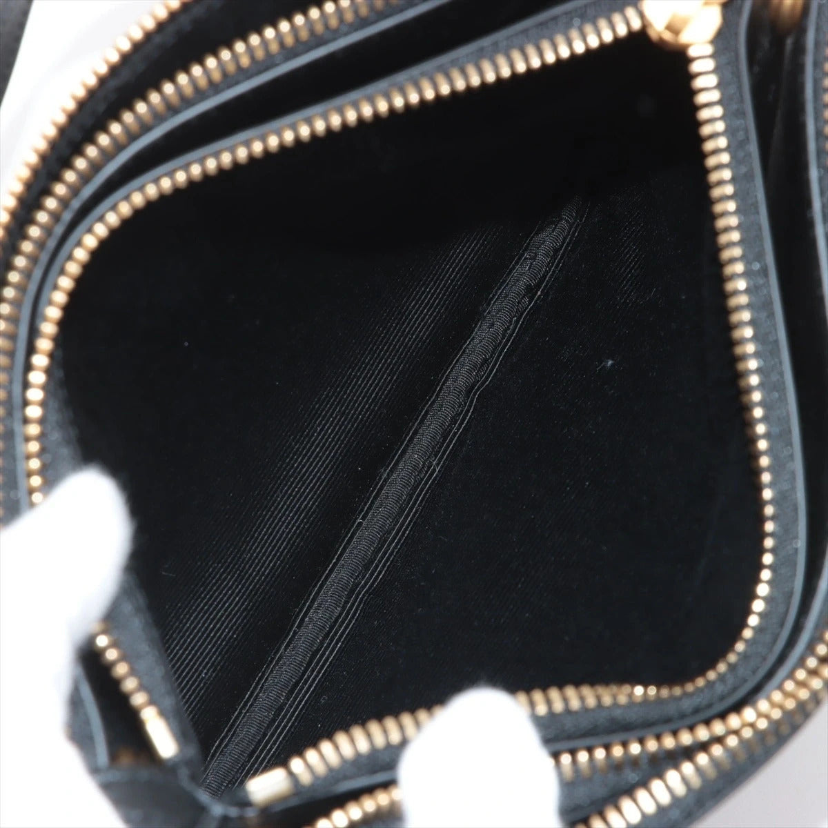 Pre-Loved Trio Crossbody Bag Leather Small with Gold Hardware, Black