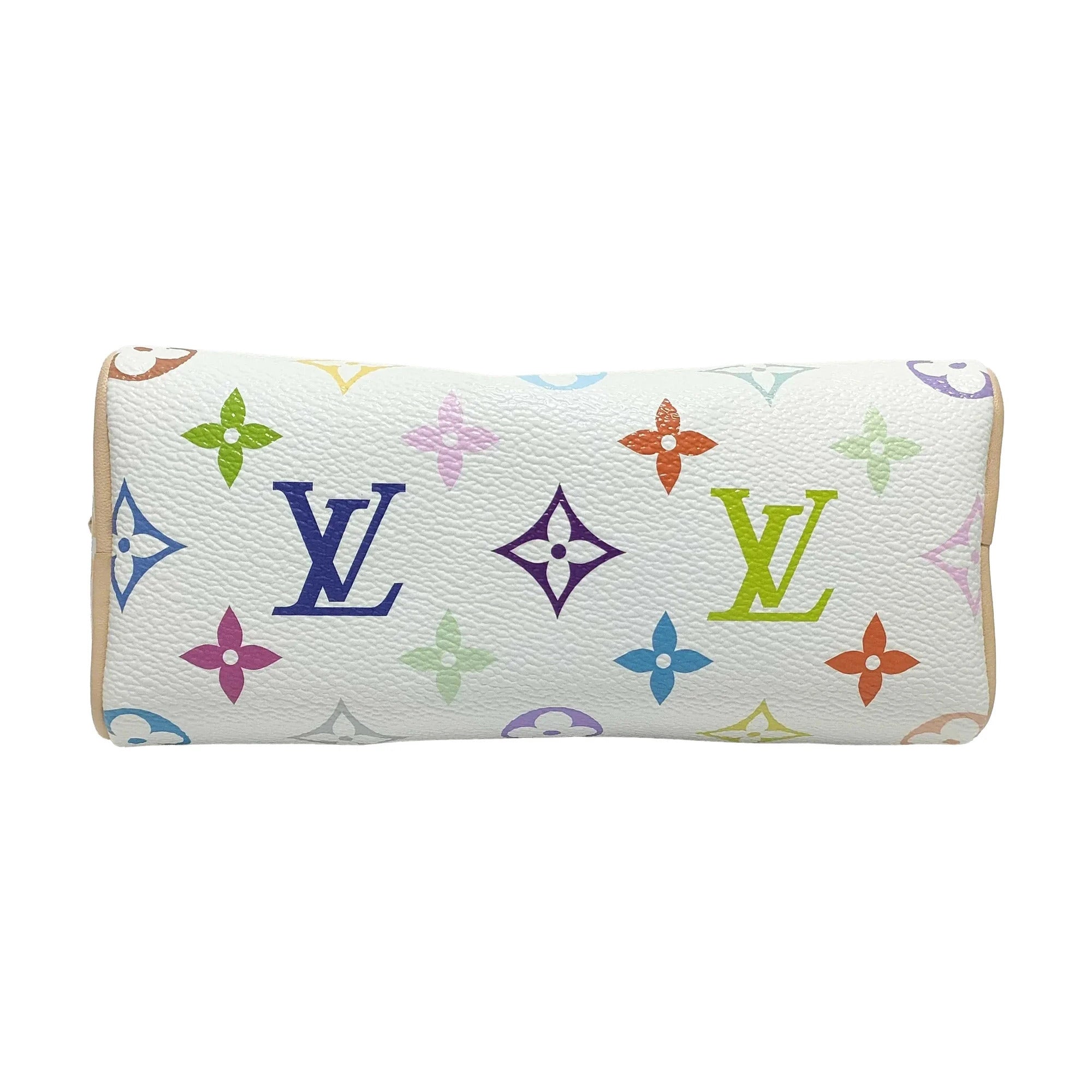Pre-Loved Nano Speedy Handbag Monogram Multicolore Coated Canvas Nano with Gold Hardware, White Multicolor