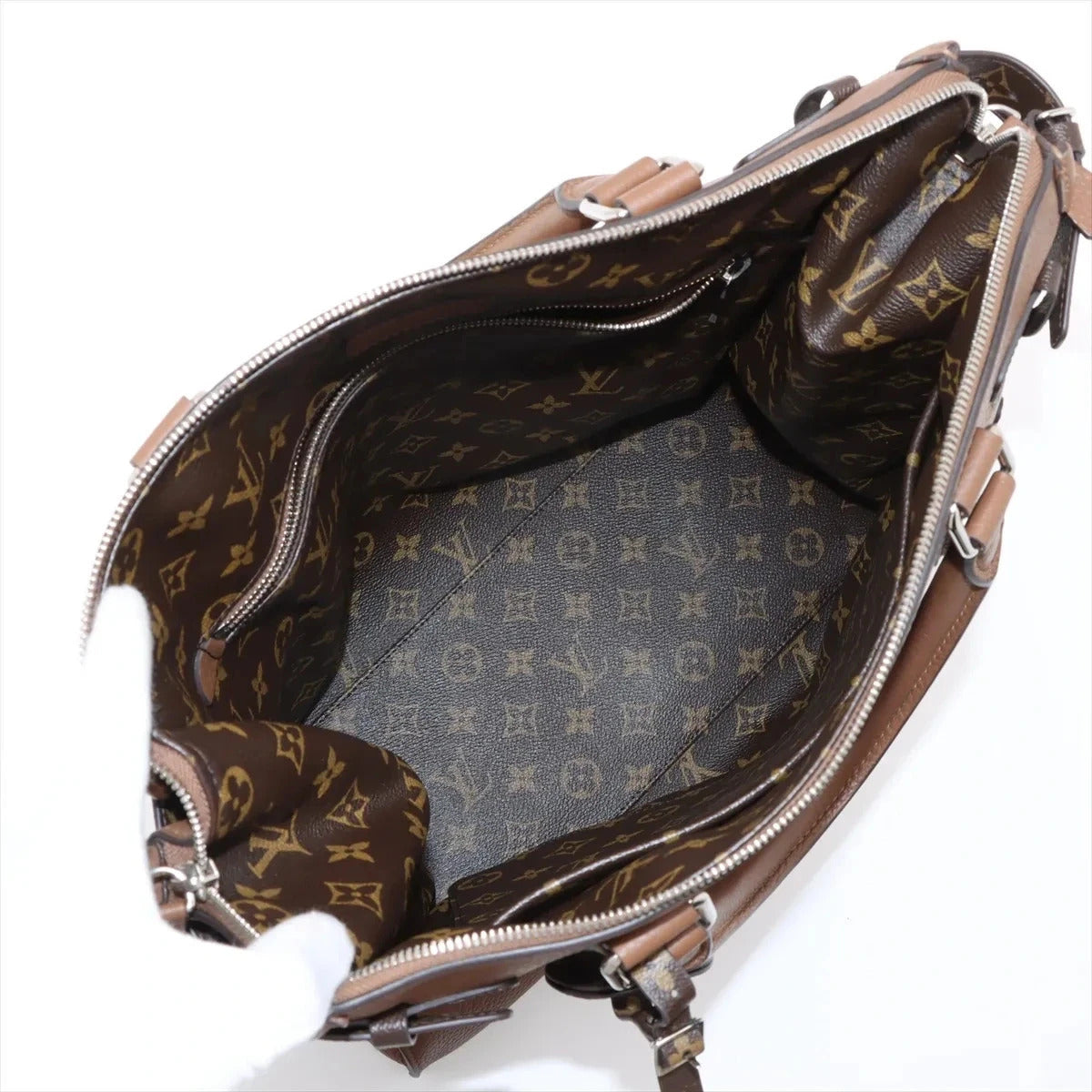 Pre-Loved Tote Tote Leather with Silver Hardware, Brown
