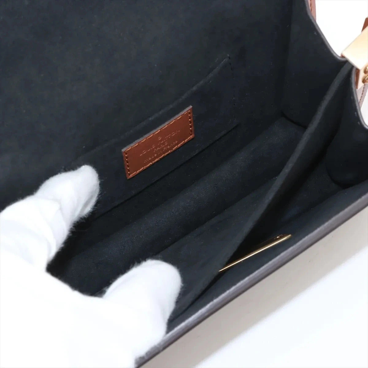 Pre-Loved Dauphine Crossbody Bag Monogram Coated Canvas Mini with Gold Hardware, Brown