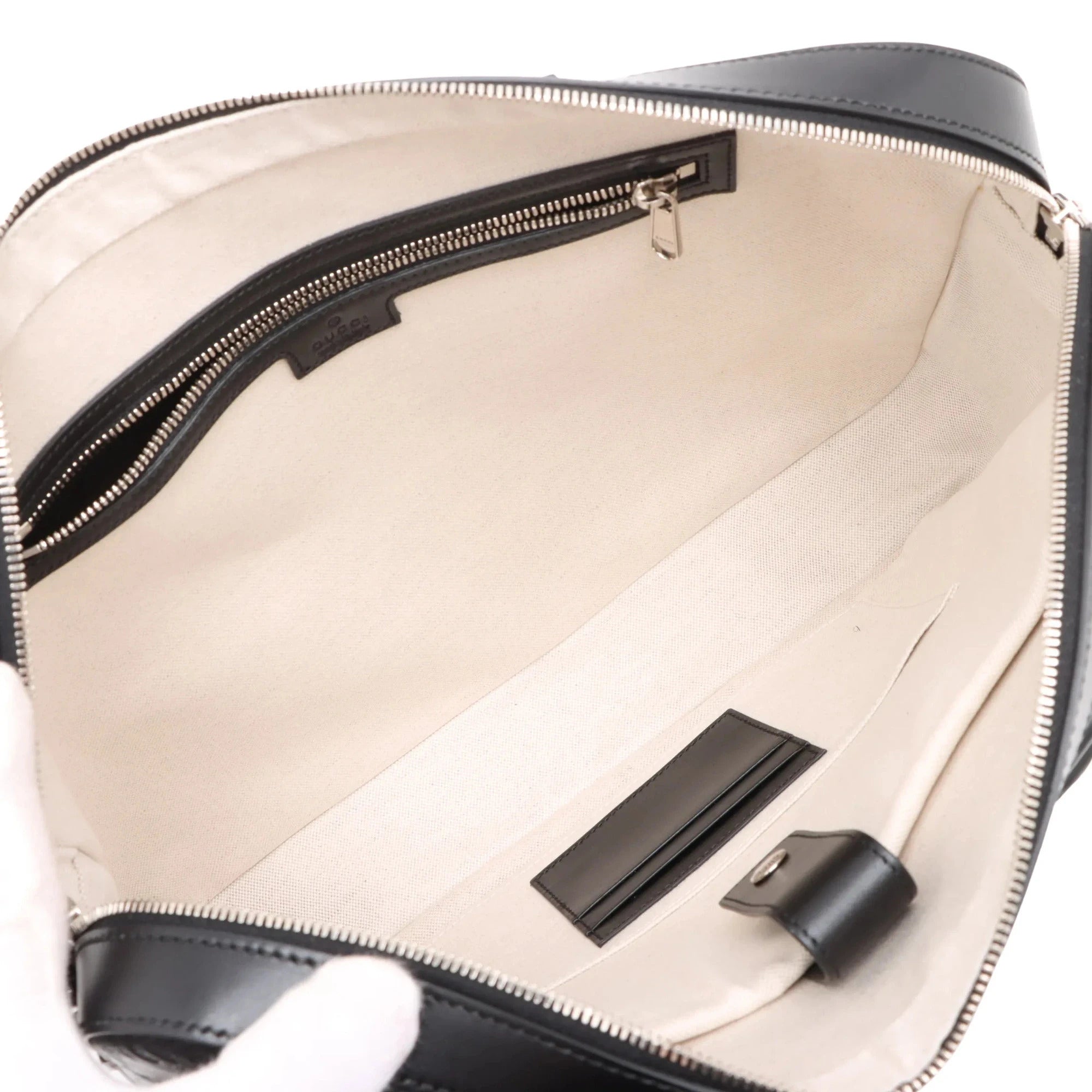 Pre-Loved GG Embossed Briefcase Leather with Silver Hardware, Black