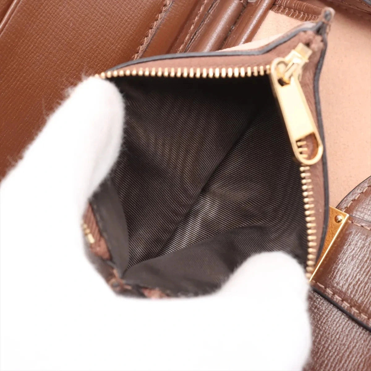 Pre-Loved GG Supreme Crossbody Bag Monogram Coated Canvas Mini with Gold Hardware, Beige/Brown