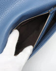 Pre-Loved Interlocking G Wallet on Chain Crossbody Bag Leather with Gold Hardware, Blue