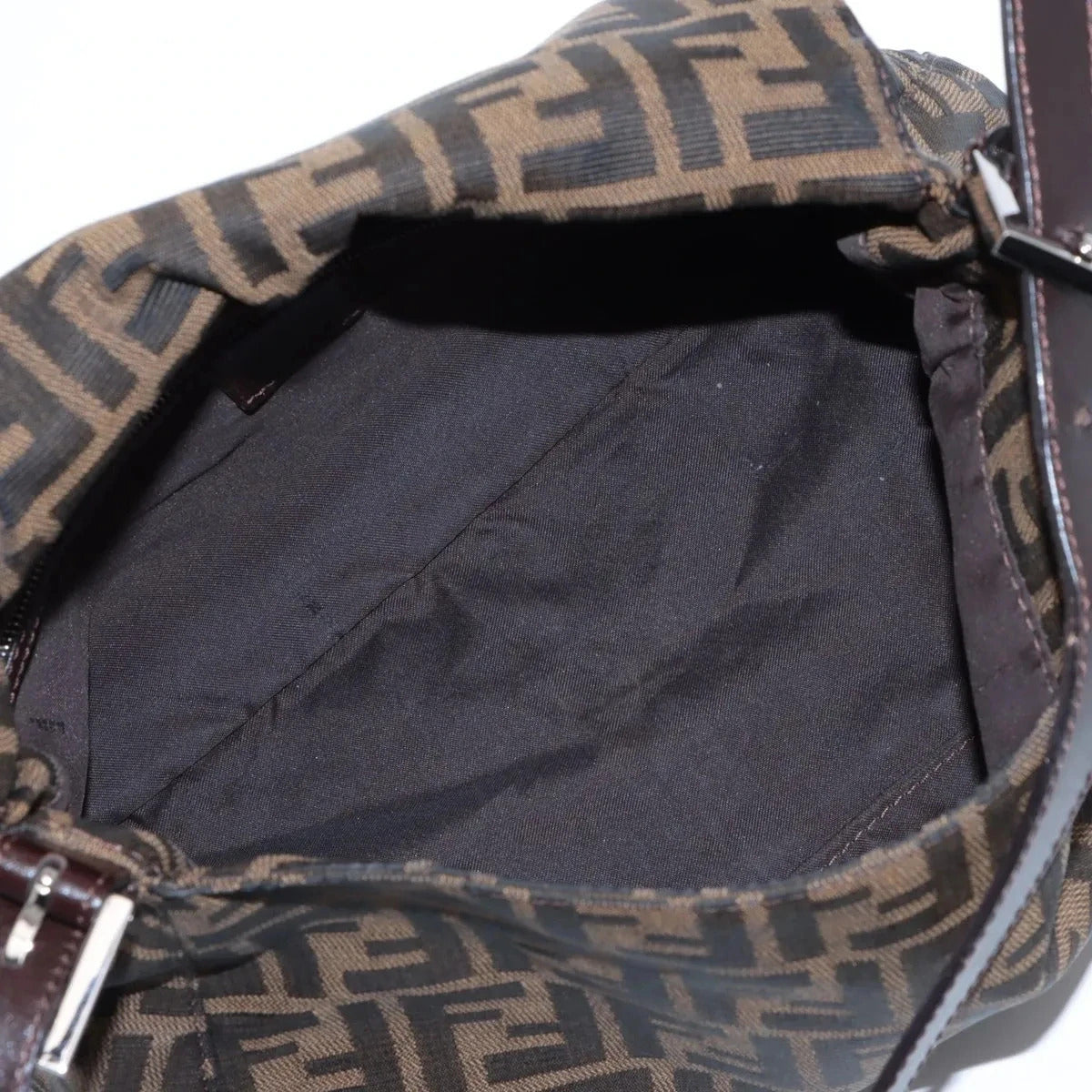 Pre-Loved Mamma Baguette Shoulder Bag Zucca Coated Canvas with Silver Hardware, Brown/Tobacco