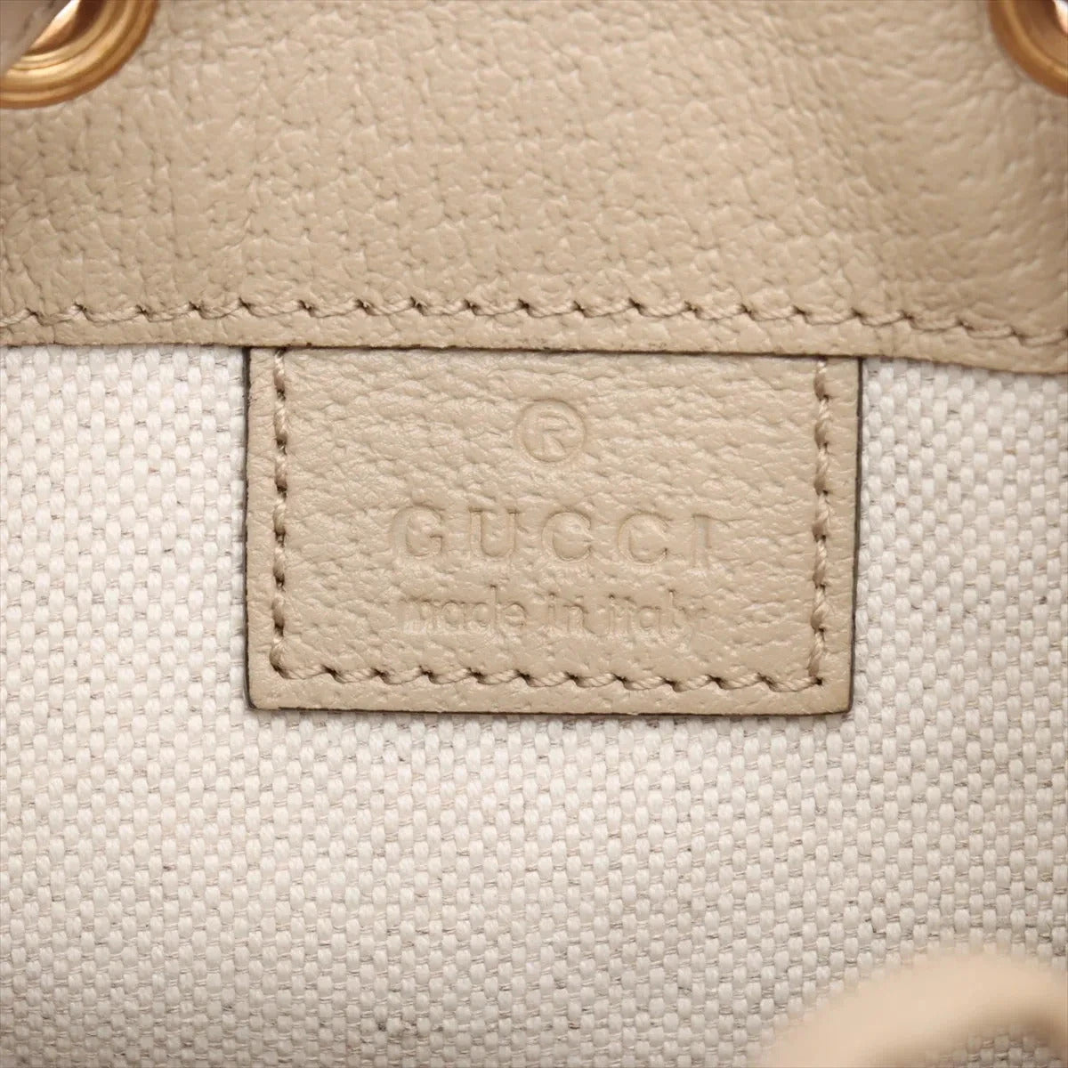 Pre-Loved Ophidia Bucket Bag GG Supreme Coated Canvas Mini with Gold Hardware, Beige / White