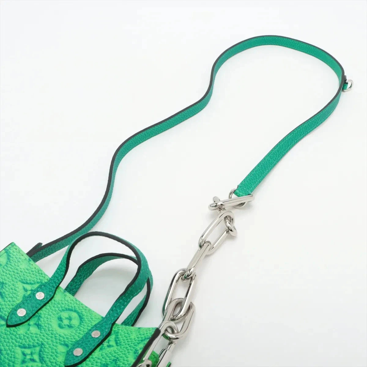 Pre-Loved Sac Plat Tote Monogram Leather XS with Silver Hardware, Green Blue Gradient