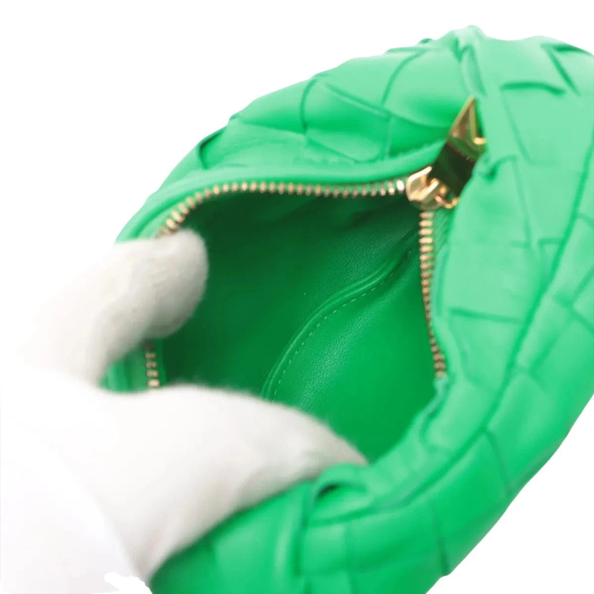 Pre-Loved Jodie Handbag Intrecciato Leather Mini with Gold Hardware, Green