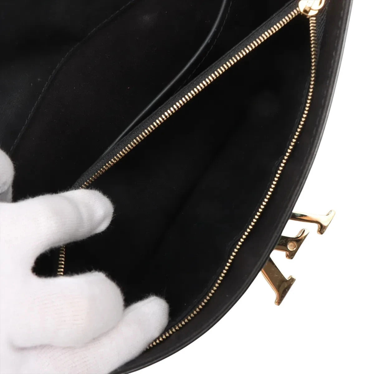 Pre-Loved Louise Clutch Patent Leather with Gold Hardware, Black