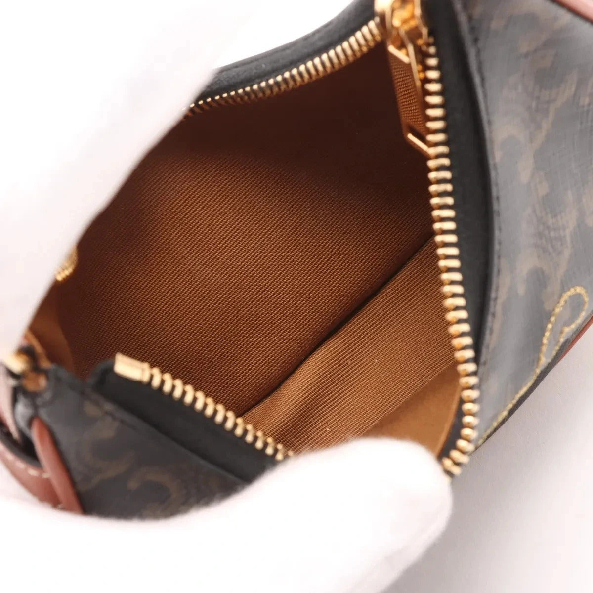 Pre-Loved Ava Shoulder Bag Triomphe Canvas Coated Mini with Gold Hardware, Brown