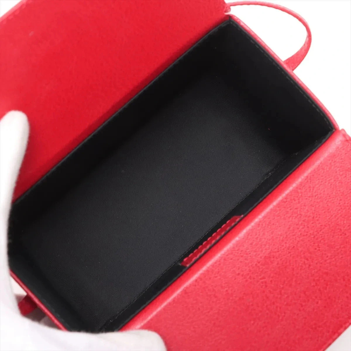 Pre-Loved Lady Dior Vanity Handbag Cannage Leather Mini with Silver Hardware, Red