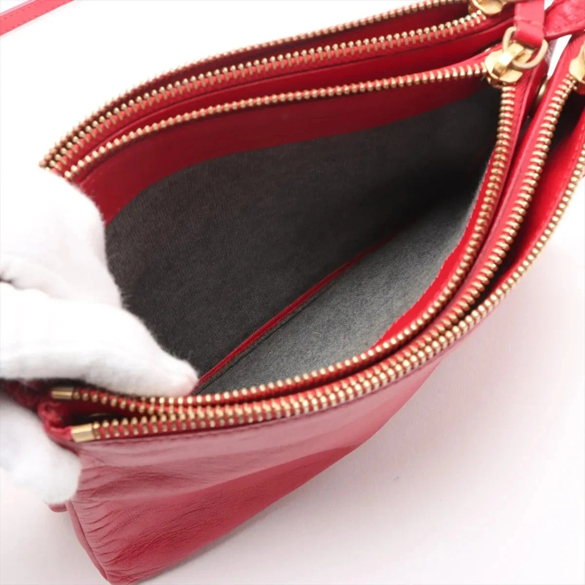 Pre-Loved Trio Crossbody Bag Leather Small with Gold Hardware, Pink
