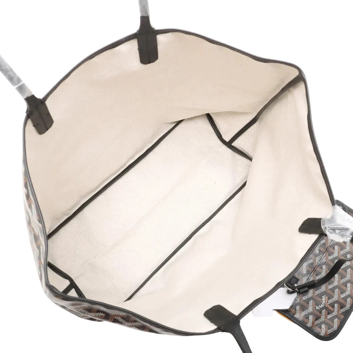 Pre-Loved Saint Louis Tote Goyardine Chevron Coated Canvas GM with Silver Hardware, Black/Brown