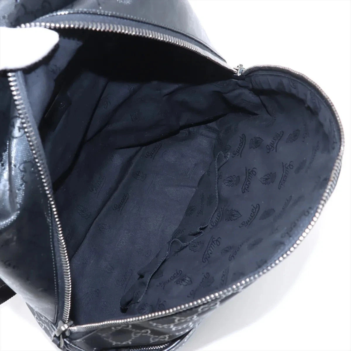 Pre-Loved GG Imprime Backpack Monogram Coated Canvas with Silver Hardware, Black