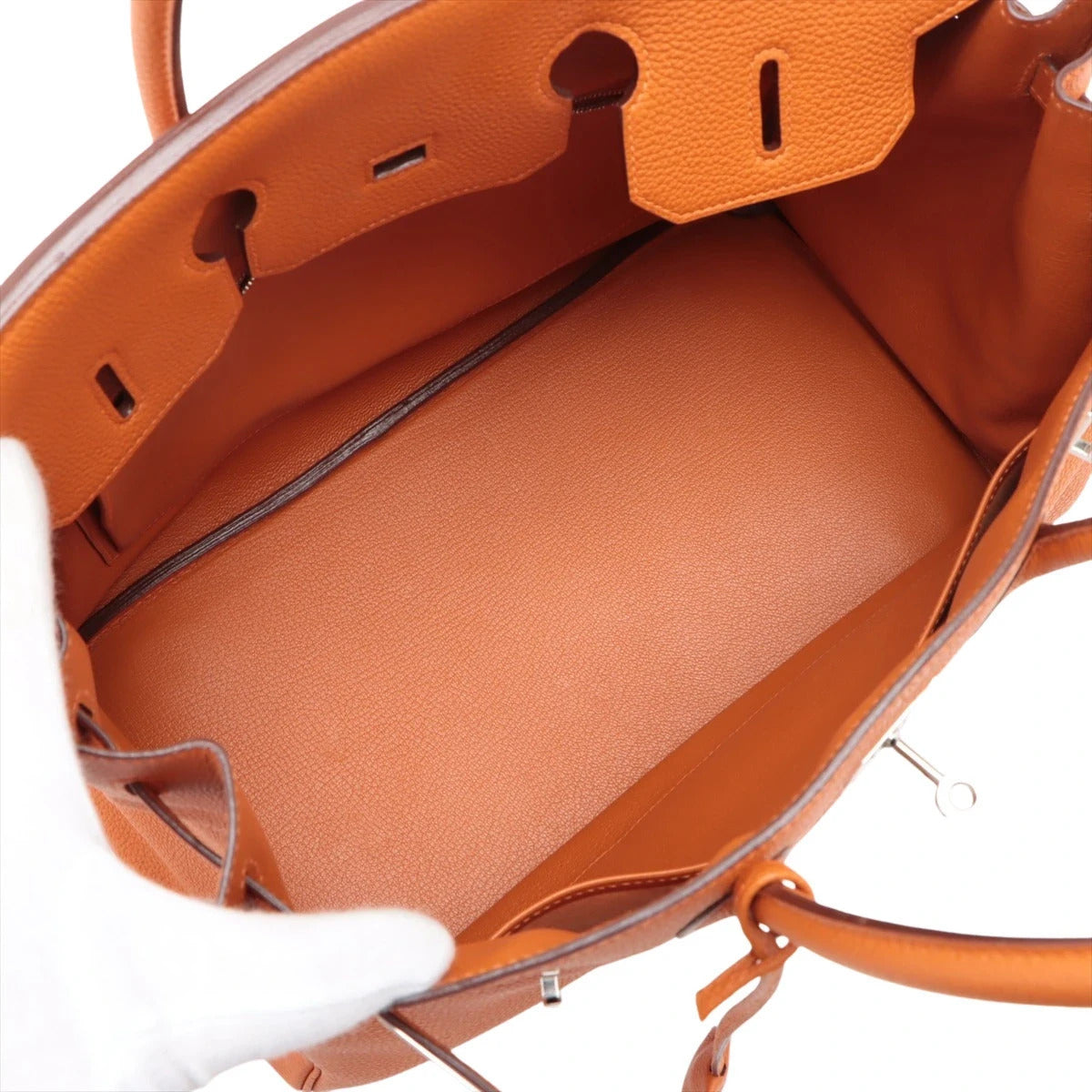 Pre-Loved Birkin Handbag Leather 35 with Palladium Hardware, Orange