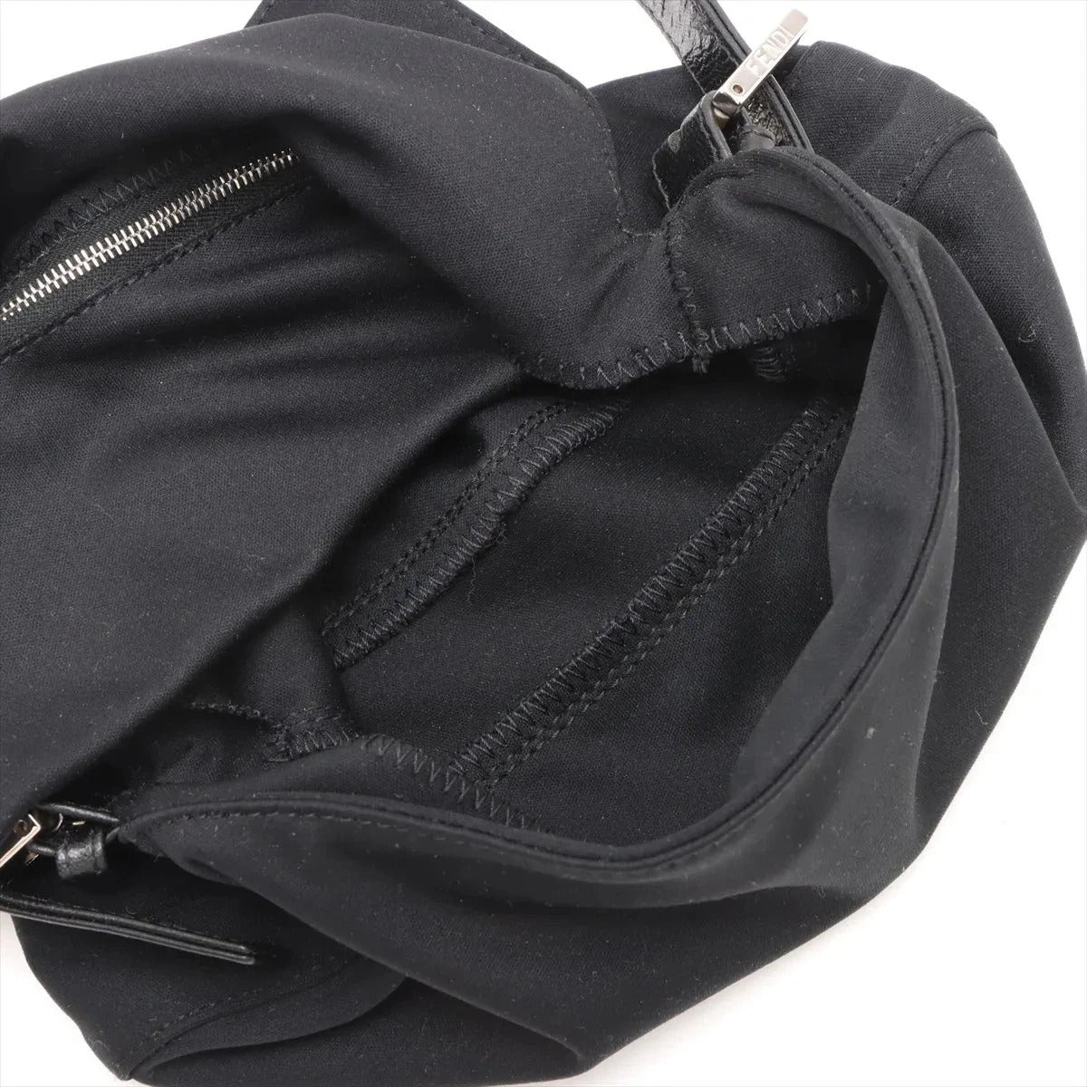 Pre-Loved Mamma Baguette Shoulder Bag Plain Canvas with Silver Hardware, Black