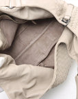 Pre-Loved Campana Shoulder Bag Intrecciato Leather with Gunmetal Hardware, Beige