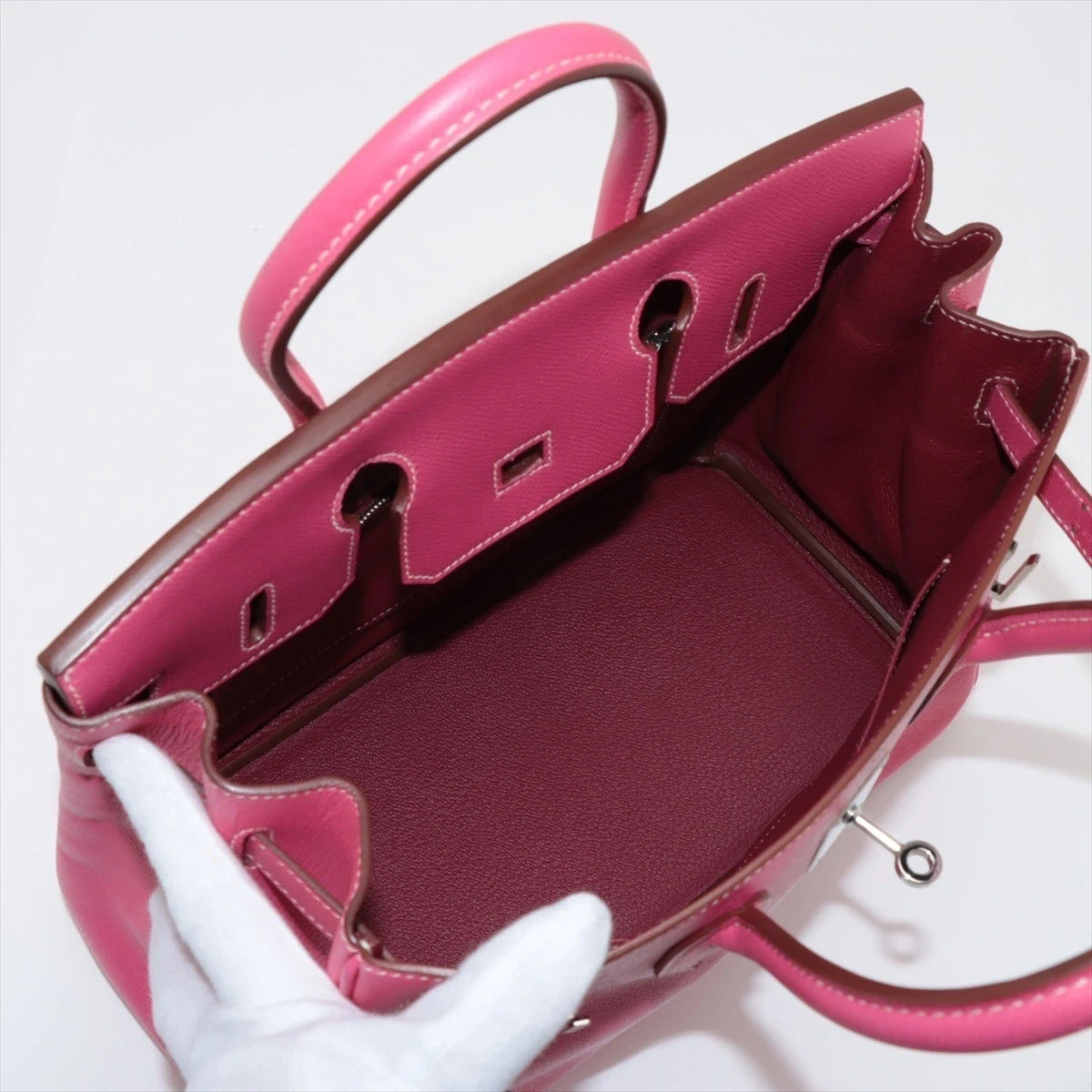 Pre-Loved Birkin Handbag Leather 30 with Palladium Hardware, Pink