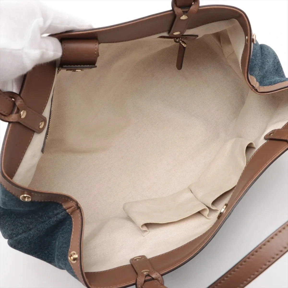 Pre-Loved Craft Tote Denim with Gold Hardware, Blue