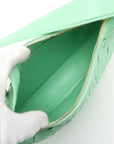 Pre-Loved Sunrise Shoulder Bag Intrecciato Leather Small with Gold Hardware, Mint Green