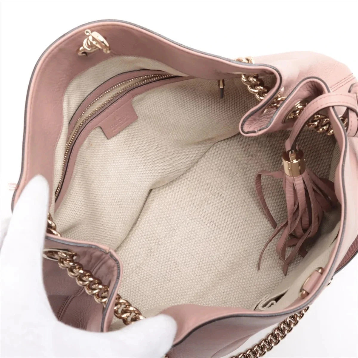 Pre-Loved Soho Shoulder Bag Leather Medium with Gold Hardware, Pink