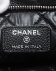Pre-Loved Quilted Fold-Over Clutch Clutch Quilted Leather with Silver Hardware, Black