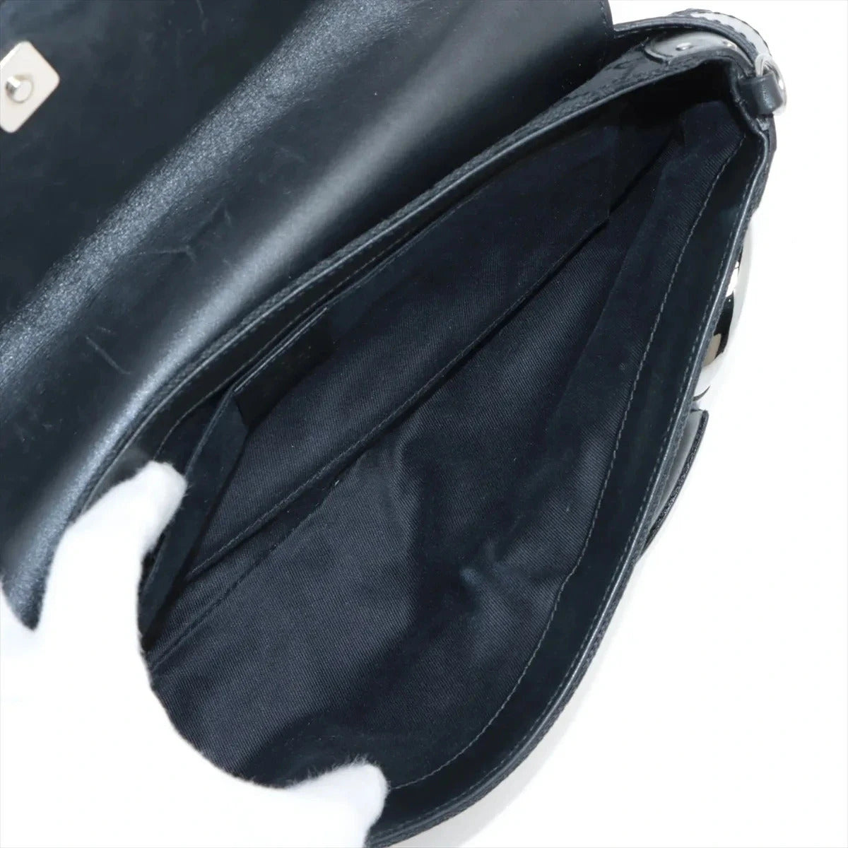Pre-Loved Horsebit Chain Clutch Clutch Monogram Coated Canvas with Silver Hardware, Black