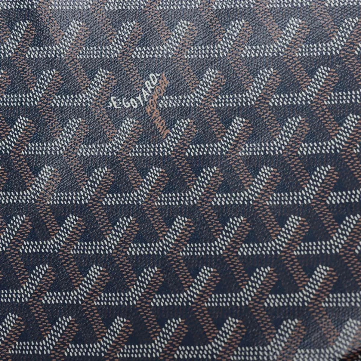 Pre-Loved Senat Pochette Goyardine Coated Canvas MM with Silver Hardware, Navy Blue