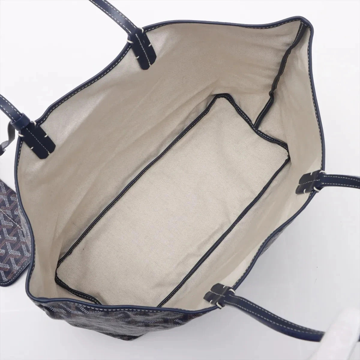 Pre-Loved Saint Louis Tote Goyardine Coated Canvas PM with Silver Hardware, Navy