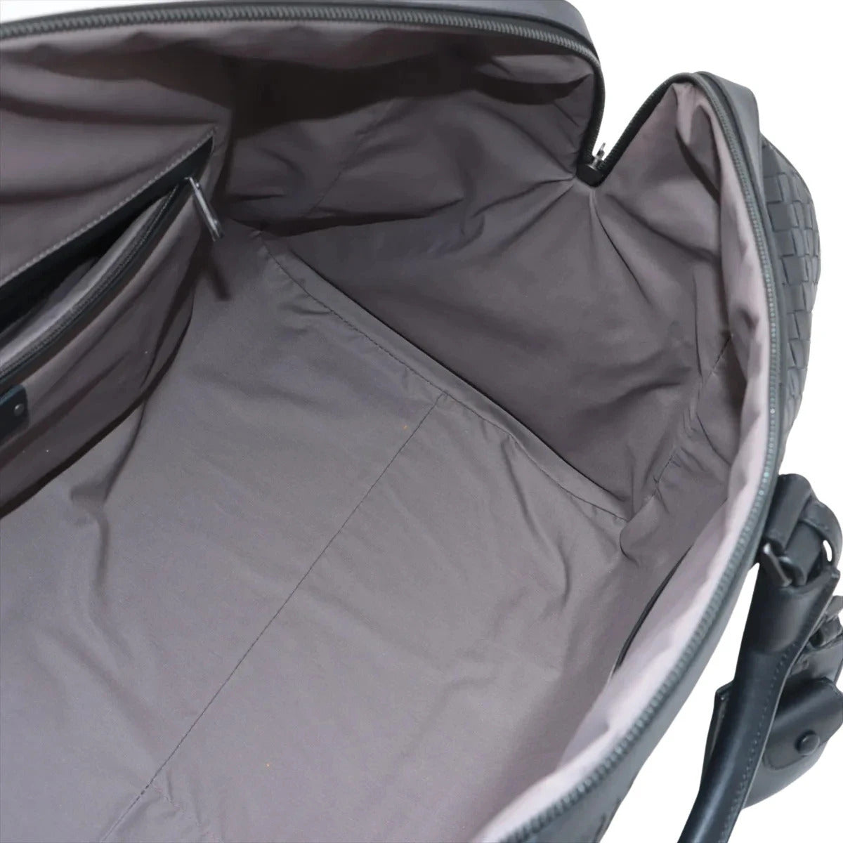 Pre-Loved Intrecciato Boston Duffle Duffle Bag Intrecciato Leather Large with Aged Silver Hardware, Black