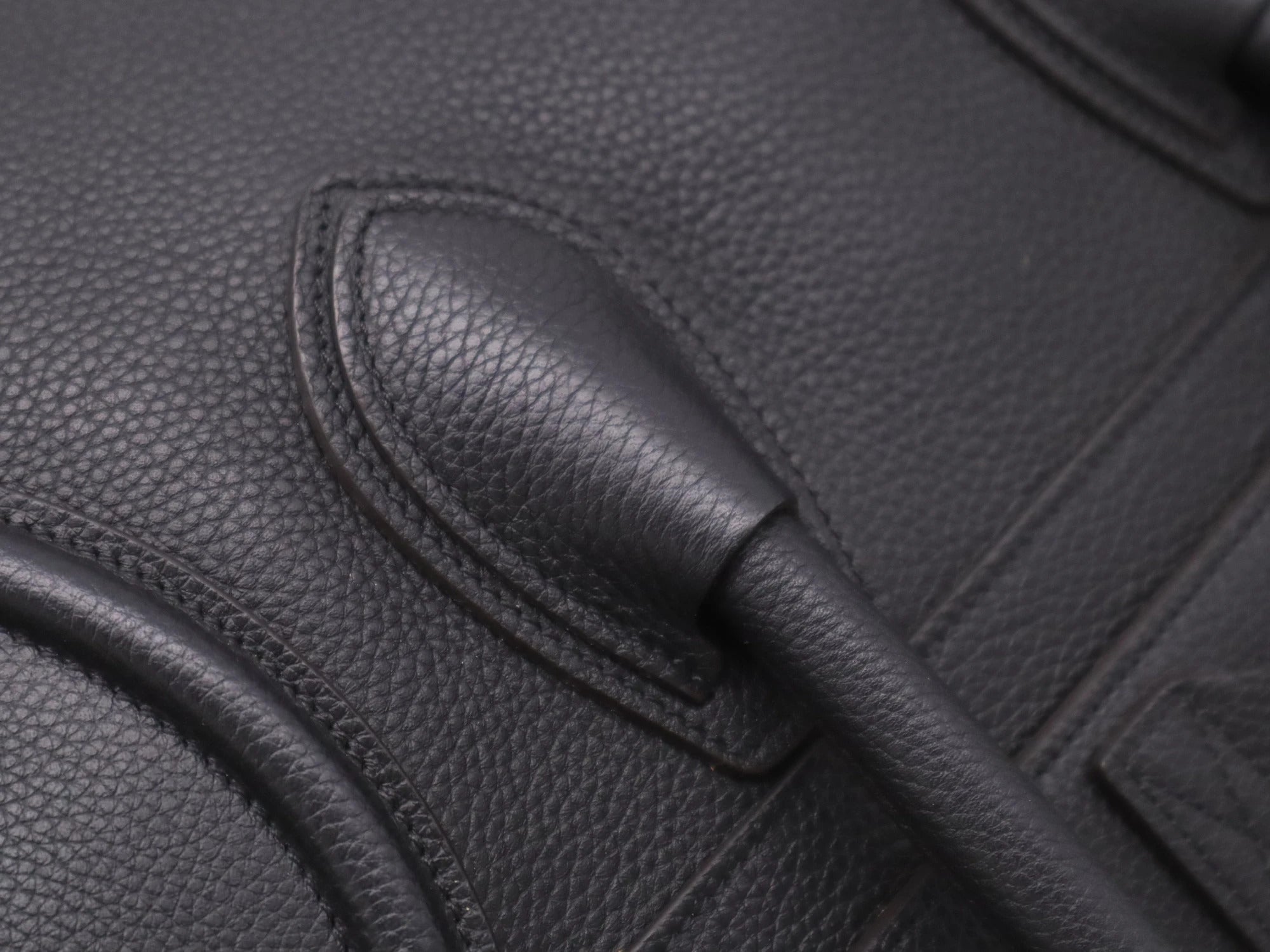 Pre-Loved Luggage Tote Leather Mini with Silver Hardware, Black
