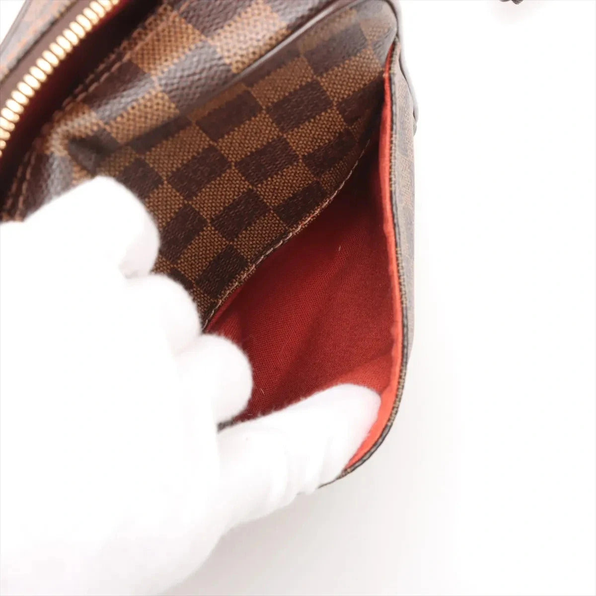 Pre-Loved Olav Crossbody Bag Damier Coated Canvas PM with Gold Hardware, Brown