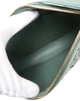 Pre-Loved Sunrise Shoulder Bag Intrecciato Leather Small with Gold Hardware, Sage Green
