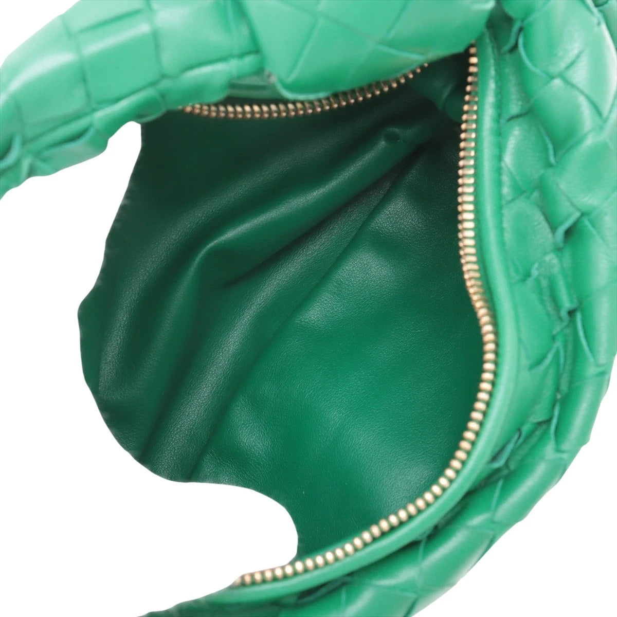 Pre-Loved Jodie Handbag Intrecciato Leather Mini with Gold Hardware, Green