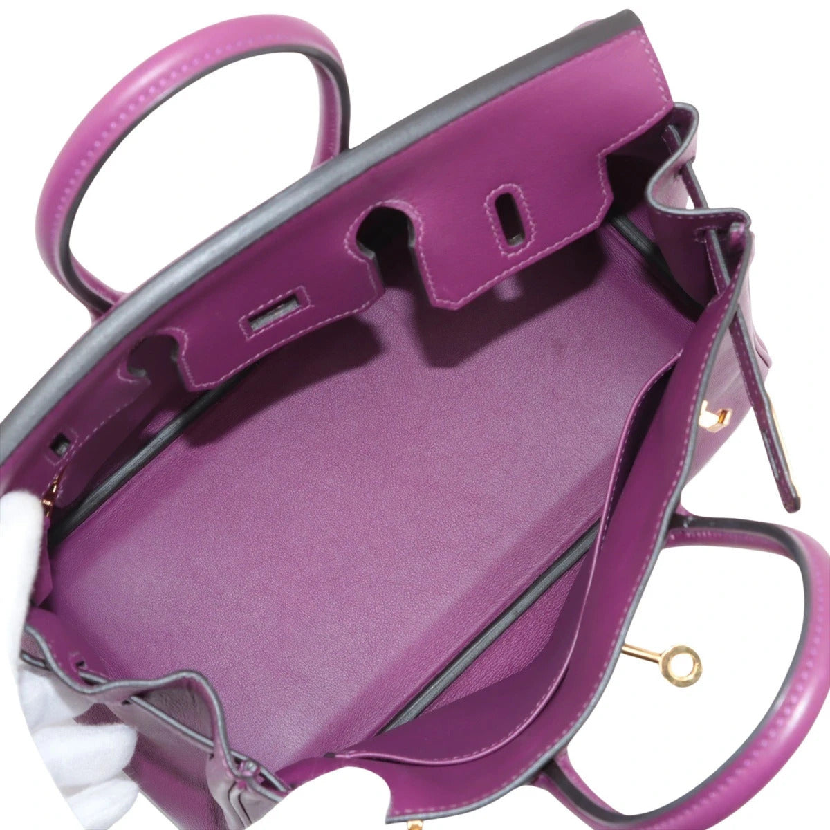 Pre-Loved Birkin Handbag Leather 25 with Gold Hardware, Purple