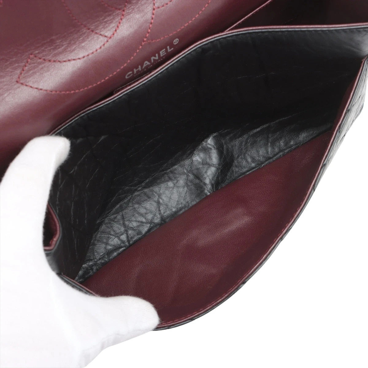Pre-Loved 2.55 Reissue Double Flap Shoulder Bag Quilted Leather 227 with Aged Silver Hardware, Black
