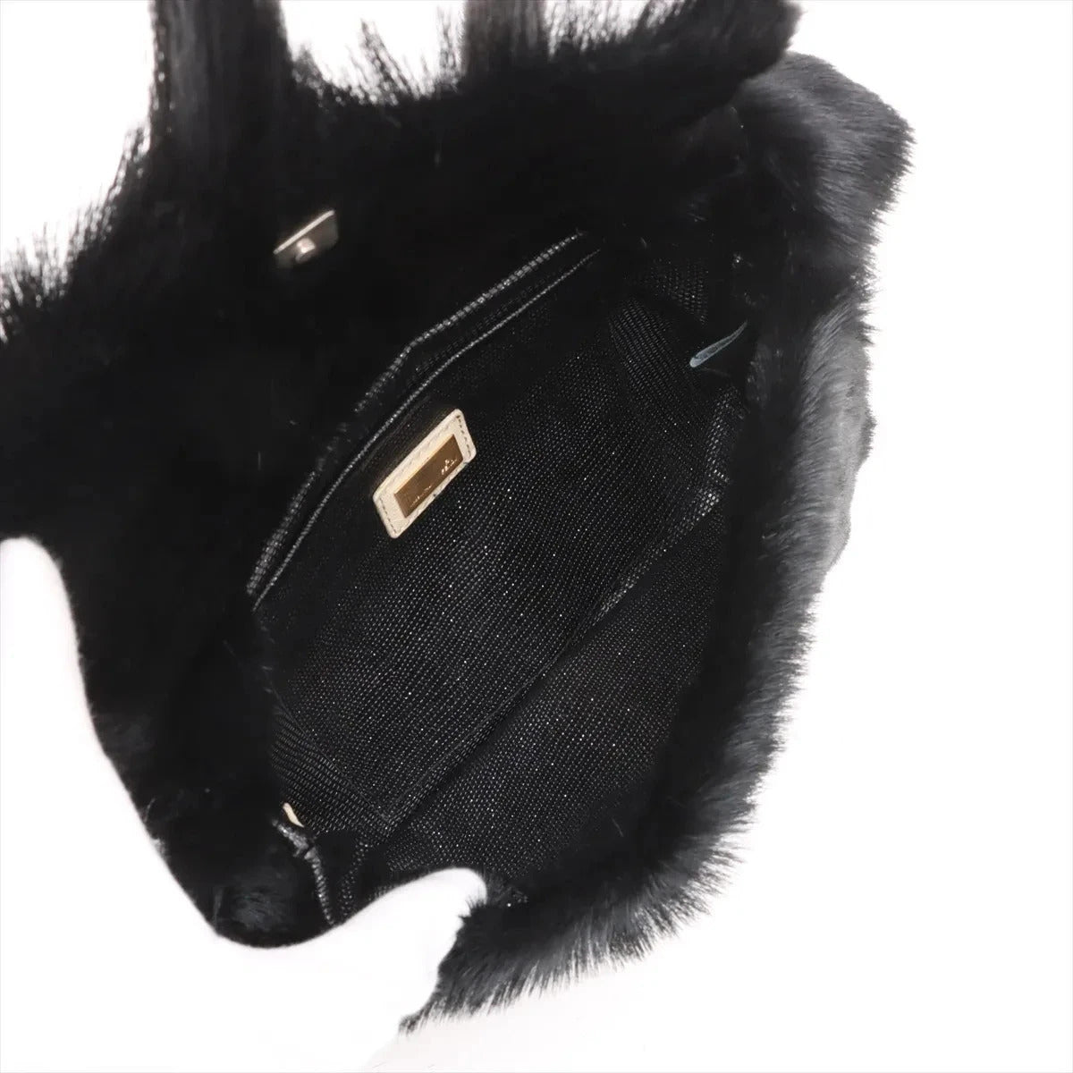 Pre-Loved Mamma Baguette Shoulder Bag Fur with Silver Hardware, Black