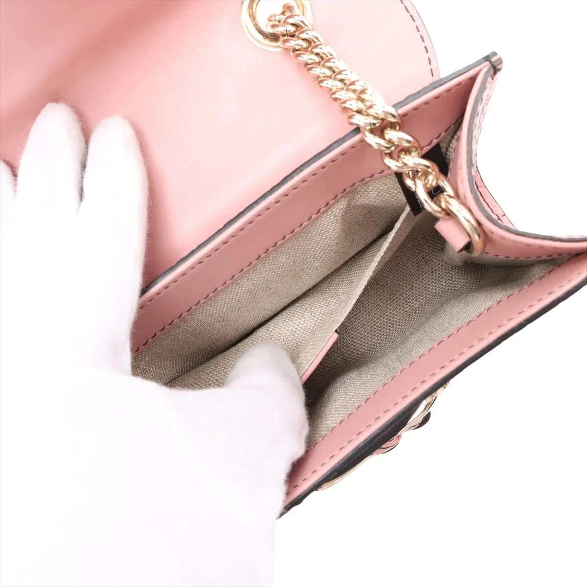 Pre-Loved Emily Crossbody Bag Microguccissima Leather Mini with Gold Hardware, Pink