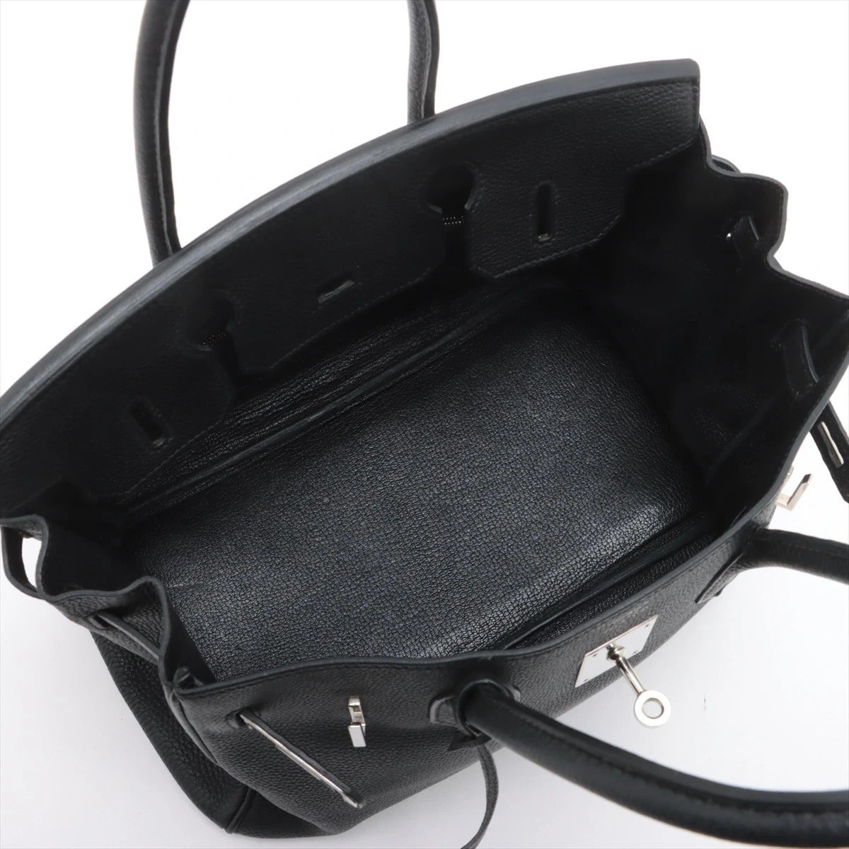 Pre-Loved Birkin Handbag Leather 30 with Palladium Hardware, Black