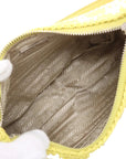 Pre-Loved Re-Edition 2005 Shoulder Bag Crochet Raffia Gingham Mini with Silver Hardware, Yellow and White