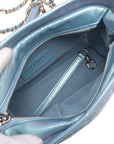 Pre-Loved Gabrielle Shoulder Bag Quilted Leather Small with Mixed Gold and Silver Hardware, Iridescent Blue