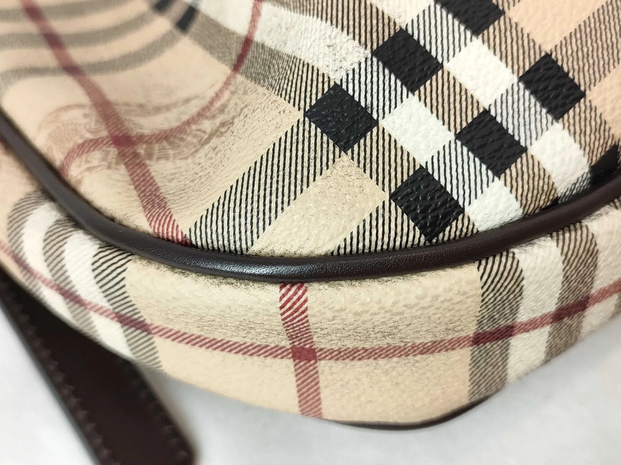 Pre-Loved Brooke Hobo Shoulder Bag Haymarket Check Coated Canvas with Gold Hardware, Beige