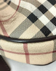 Pre-Loved Brooke Hobo Shoulder Bag Haymarket Check Coated Canvas with Gold Hardware, Beige