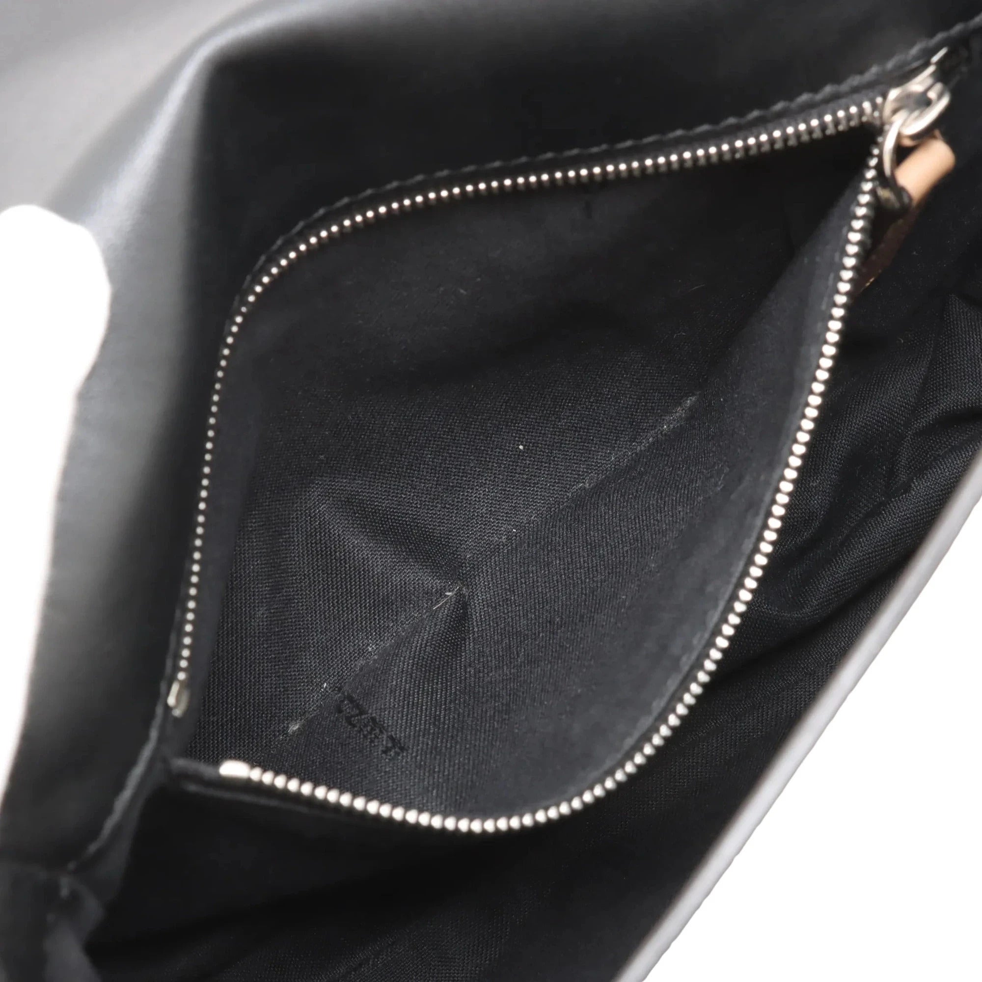 Pre-Loved Baguette Crossbody Bag Monogram Suede Mini with Silver Hardware, Beige