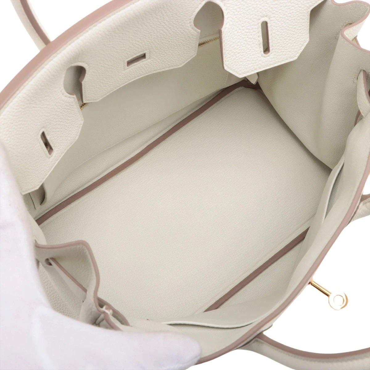 Pre-Loved Birkin Handbag Leather 30 with Gold Hardware, White