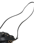 Pre-Loved Mon Tresor Bucket Bag FF Logo Embossed Leather Mini with Gold Hardware, Black