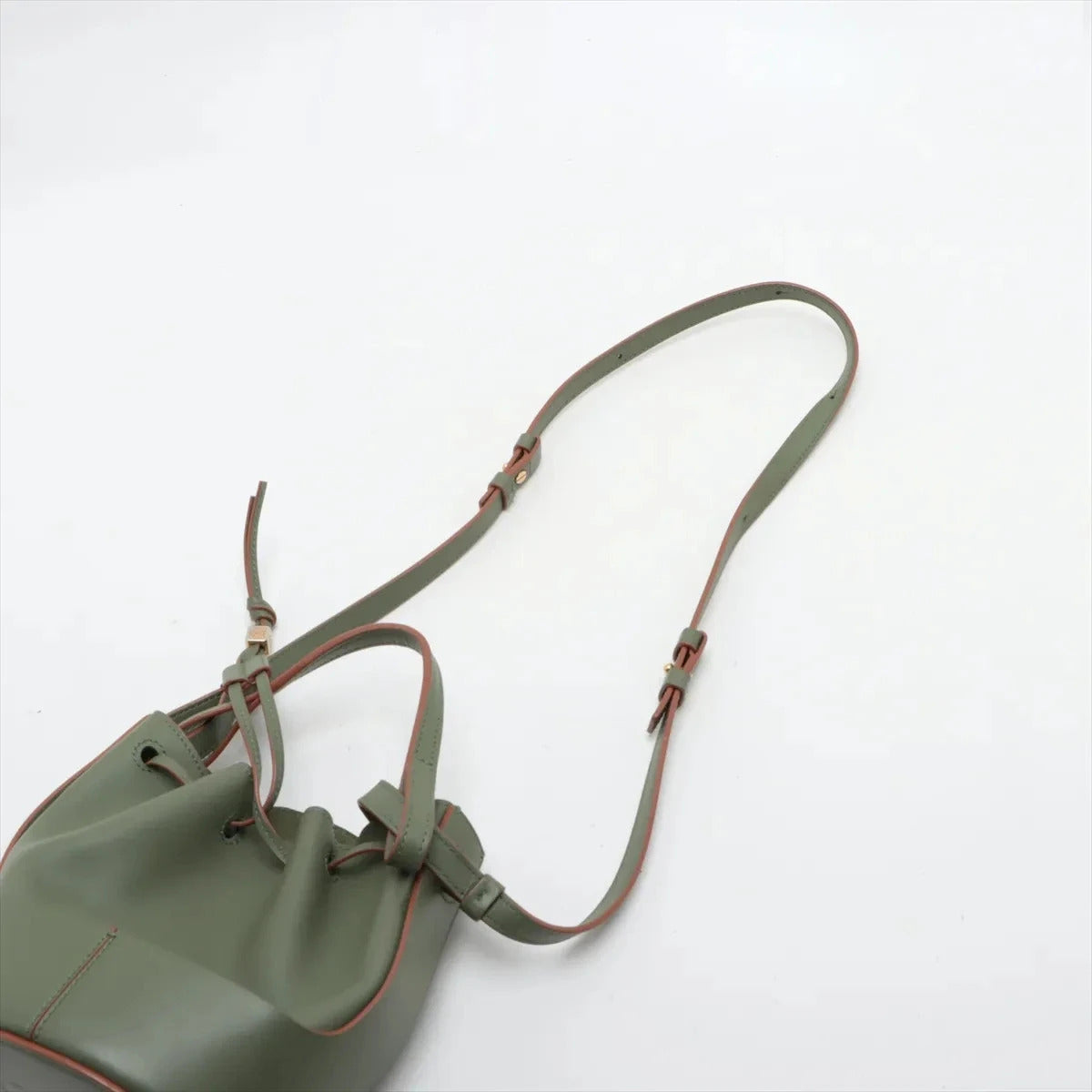 Pre-Loved Balloon Bucket Bag Leather Mini with Gold Hardware, Sage Green