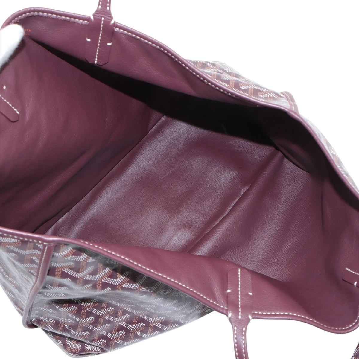 Pre-Loved Anjou Tote Goyardine Chevron Coated Canvas PM with Silver Hardware, Burgundy