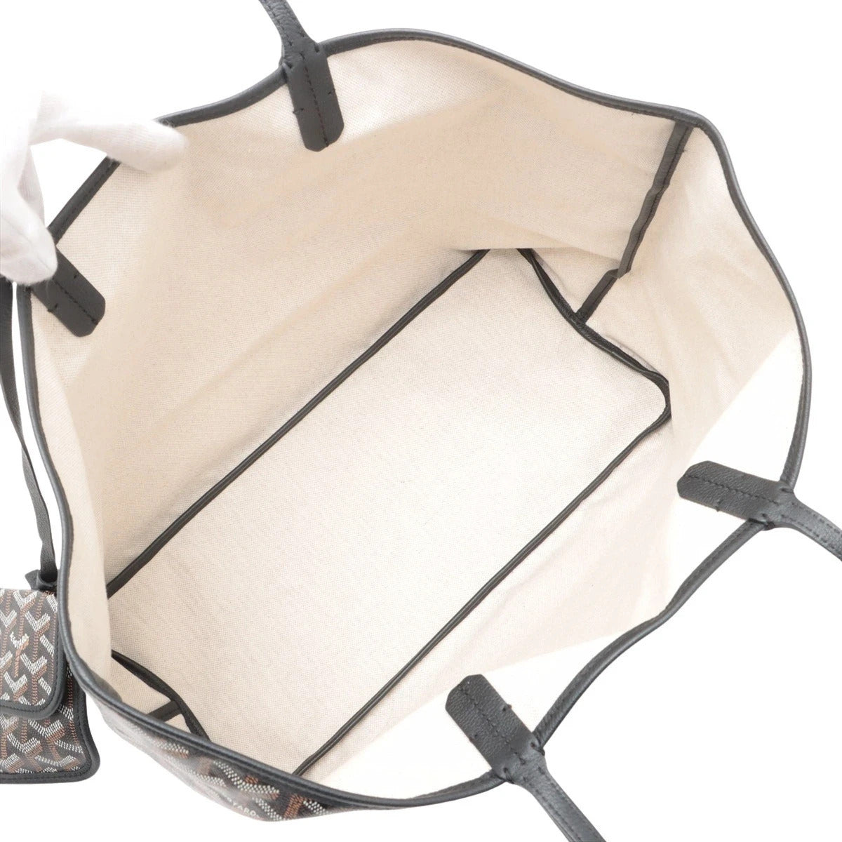 Pre-Loved Saint Louis Tote Goyardine Coated Canvas PM with Silver Hardware, Black and Tan