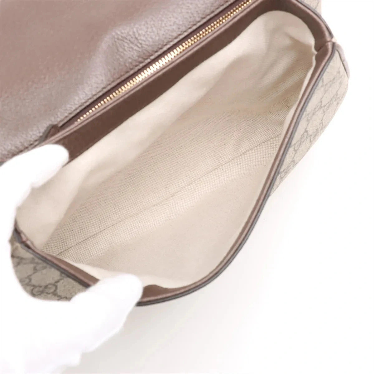 Pre-Loved Blondie Shoulder Bag GG Supreme Coated Canvas with Gold Hardware, Beige/Ebony